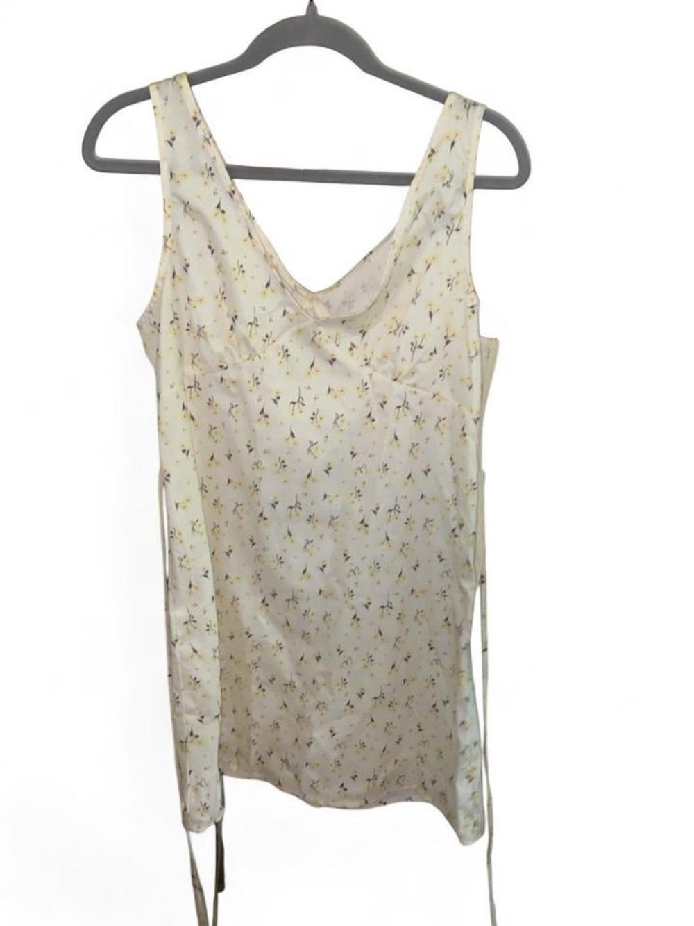 Light Floral Slip Tank dress - Cream Yellow